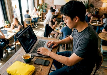Video creator editing jump cuts at home studio desk