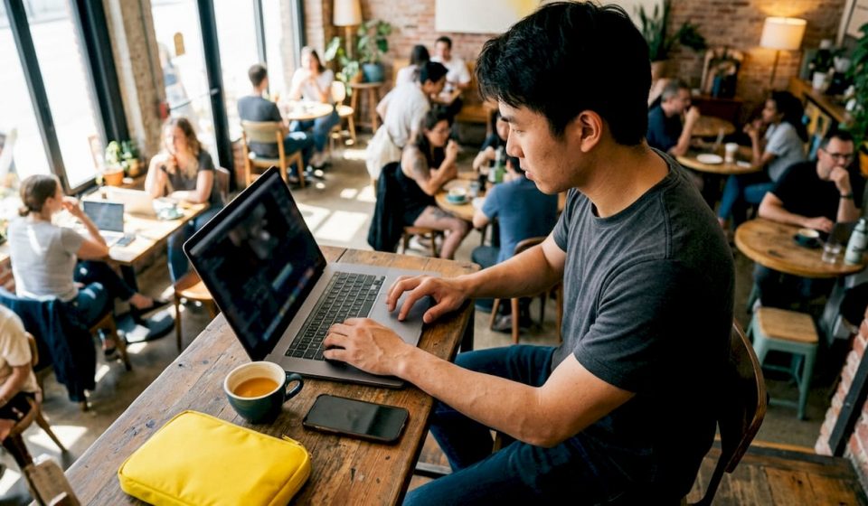 Video creator editing jump cuts at home studio desk