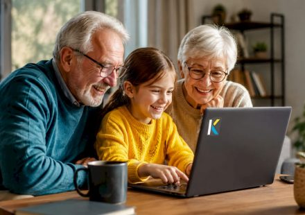 Elderly woman filming family hobby video outdoors