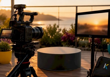 Futuristic product video filming setup without people