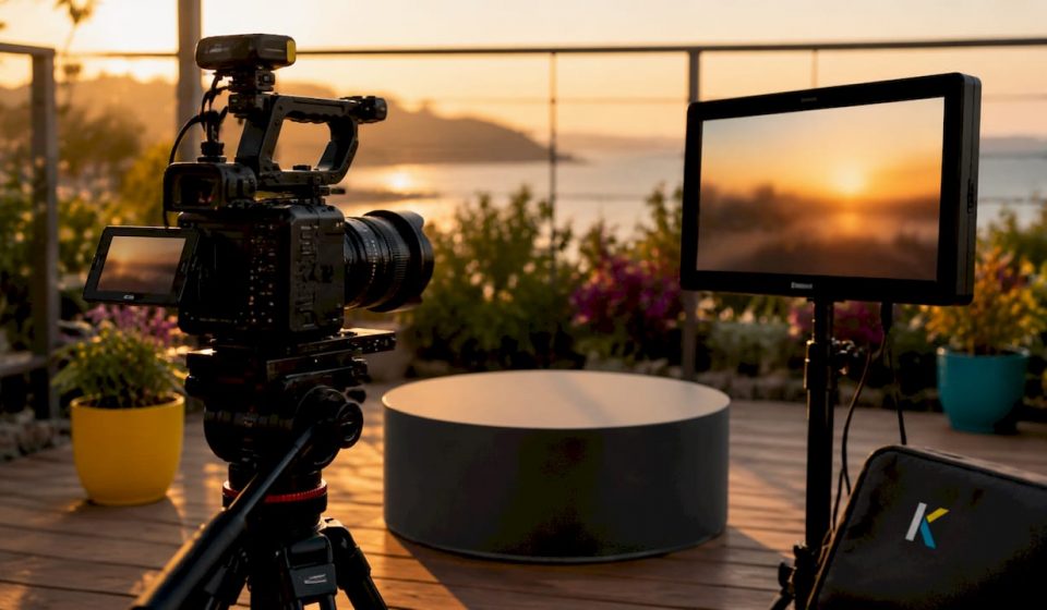 Futuristic product video filming setup without people