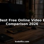 Futuristic video editing workspace with devices and console