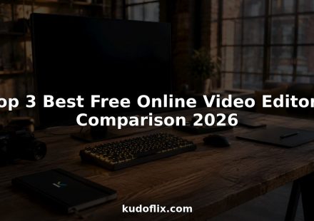 Futuristic video editing workspace with devices and console