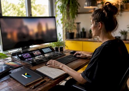 Futuristic home video editing workstation