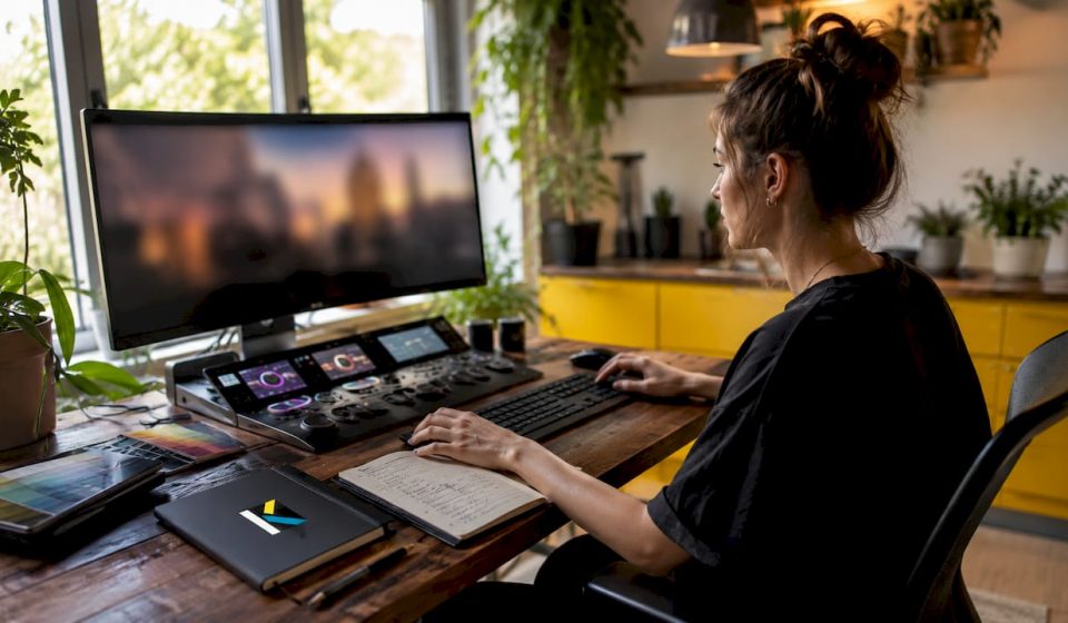 Futuristic home video editing workstation