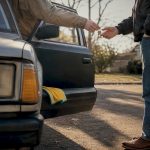 Buyer and seller exchanging car keys