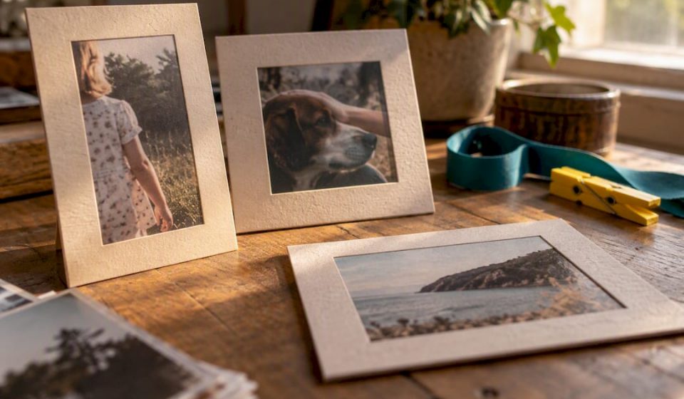 Vintage photos arranged in different aspect ratios