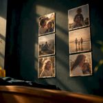Vintage photographs arranged in split-screen layout