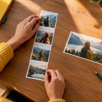 Portrait snapshots arranged in vertical sequence