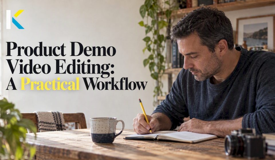 Shop owner drafting a concise video outline