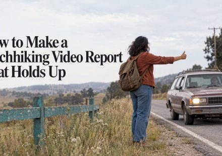 Hitchhiker waiting beside a rural road