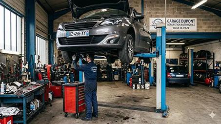 atelier automobile présentant des réparations et des conseils en vidéo